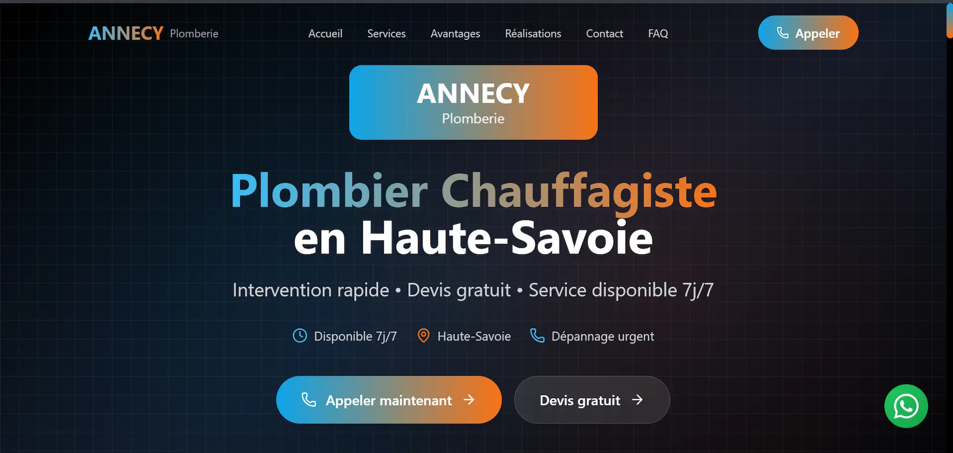 Site web pour plombier à Annecy – Chauffage et dépannage en Haute-Savoie